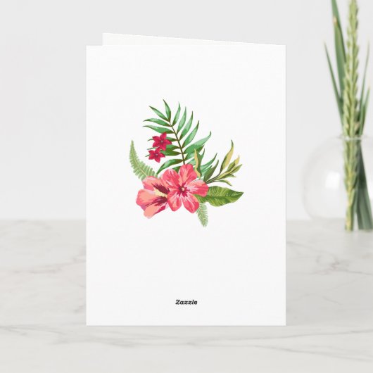 Roze hibiscus en zwarte Stripes-Afstuderen Kaart (Achterkant)