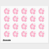 Roze hibiscus F Ronde Sticker (Vel)