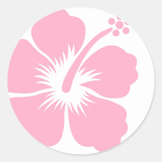 Roze hibiscus F Ronde Sticker (Voorkant)