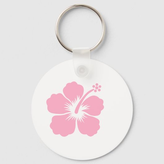 Roze hibiscus F Sleutelhanger (Voorkant)