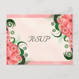 Roze Hibiscus Floral Elegant RSVP Reageer Briefkaa Uitnodiging Briefkaart