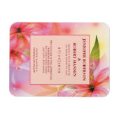 Roze Hibiscus Floral Weddenschap Flexibele Uitnodi Magneet (Horizontaal)