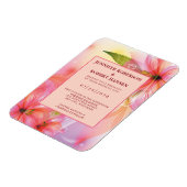 Roze Hibiscus Floral Weddenschap Flexibele Uitnodi Magneet (Linkerzijde)