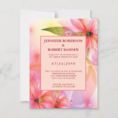 Roze Hibiscus Floral Wedding Magnetic Invitation Magnetische Uitnodiging (Voorkant)