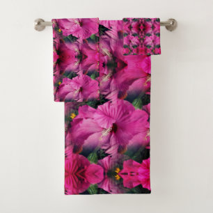 Roze Hibiscus Flower Abstract Bad Handdoek