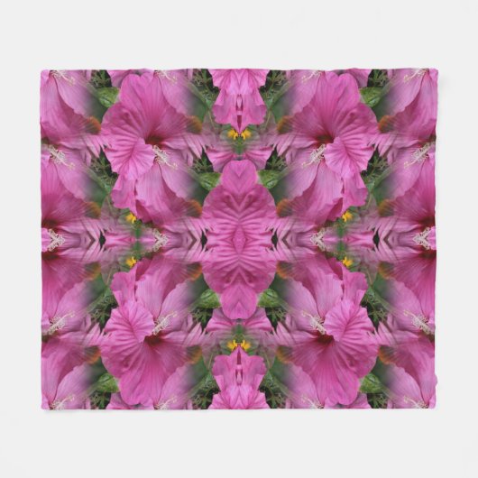 Roze Hibiscus Flower Abstract Fleece Deken (Voorkant (Horizontaal))