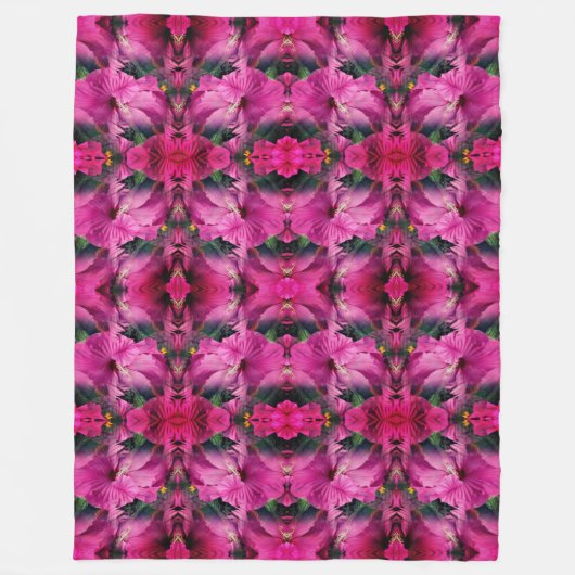 Roze Hibiscus Flower Abstract Fleece Deken (Voorkant)