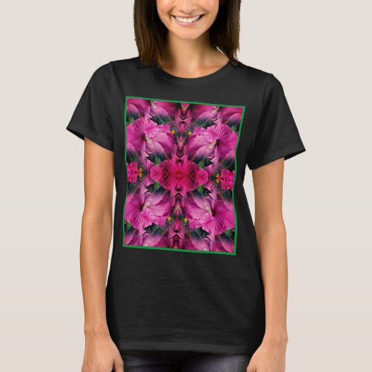 Roze Hibiscus Flower Abstract T-shirt (Voorkant)