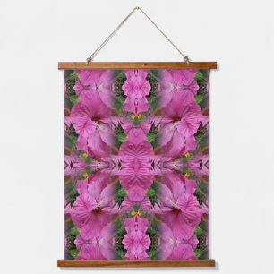 Roze Hibiscus Flower Art Abstract Hangend Wandkleed
