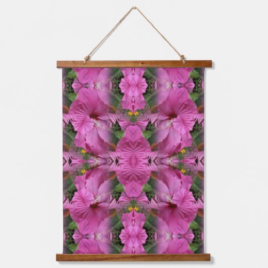 Roze Hibiscus Flower Art Abstract Hangend Wandkleed (Voorkant)
