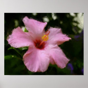 Roze Hibiscus Flower Art Foto schilderen Poster