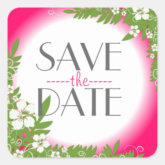 Roze hibiscus flower bespaart de datum sticker (Voorkant)