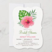 Roze Hibiscus Flower Bridal Shower Invitation Kaart (Voorkant)
