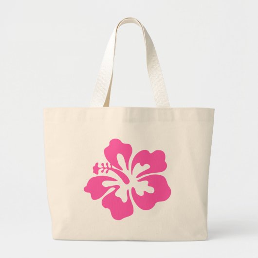 Roze Hibiscus Flower Grote Tote Bag (Voorkant)