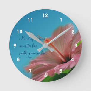 Roze Hibiscus Flower Kindness Quote Inspirerend Ronde Klok