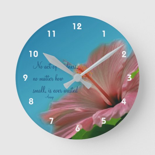 Roze Hibiscus Flower Kindness Quote Inspirerend Ronde Klok (Voorkant)