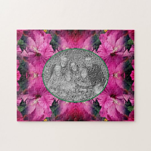 Roze Hibiscus Flower Lijst Creëer Uw eigen foto Legpuzzel (Horizontaal)