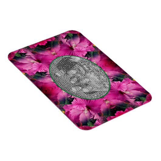 Roze Hibiscus Flower Lijst Creëer Uw eigen foto Magneet (Rechterzijde)