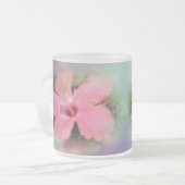 Roze Hibiscus Flower Matglas Koffiemok (Voorkant links)