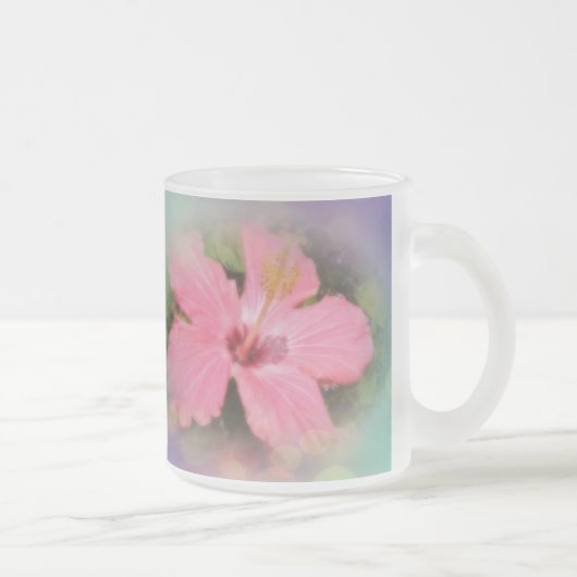Roze Hibiscus Flower Matglas Koffiemok (Rechts)