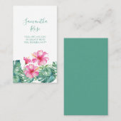 Roze Hibiscus Flower Monstera Palm Leaves Custom Visitekaartje (Voorkant / Achterkant)