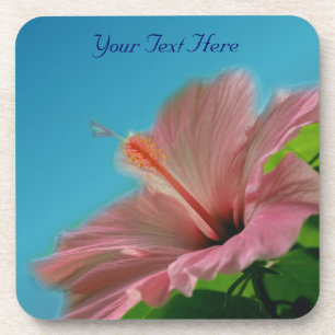 Roze Hibiscus Flower Natuur Onderzetter set