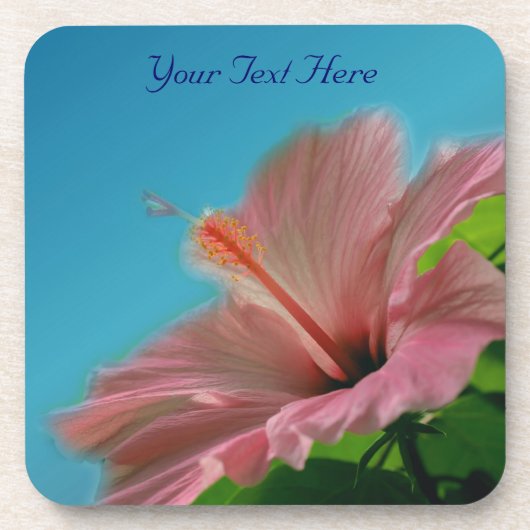 Roze Hibiscus Flower Natuur Onderzetter set (Voorkant)