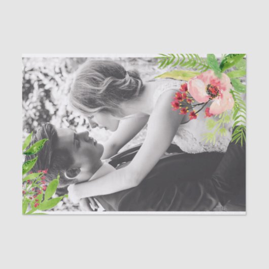 Roze Hibiscus Flower Overlay Voeg je eigen foto to Tissuepapier (Voorkant)