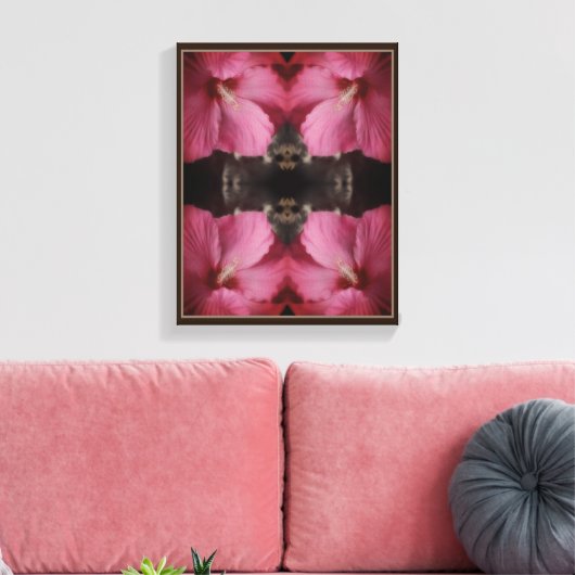 Roze Hibiscus Flower Partiële kleur Abstract Canvas Afdruk (Insitu (Woonkamer))