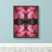 Roze Hibiscus Flower Partiële kleur Abstract Canvas Afdruk (Insitu (Houten vloer))