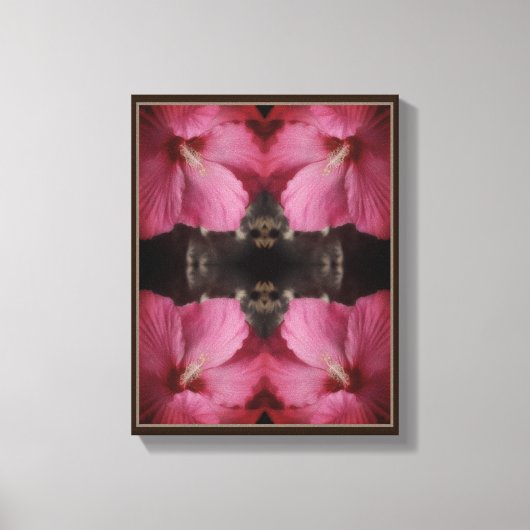 Roze Hibiscus Flower Partiële kleur Abstract Canvas Afdruk (Voorkant)