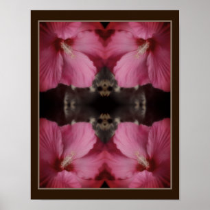 Roze Hibiscus Flower Partiële kleur Abstract Poster
