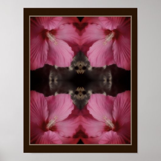Roze Hibiscus Flower Partiële kleur Abstract Poster (Voorkant)