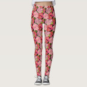 Roze Hibiscus Flower Pattern Leggings (Voorkant)