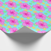 Roze Hibiscus Flower Pattern Wrapping Paper Cadeaupapier (Hoek)