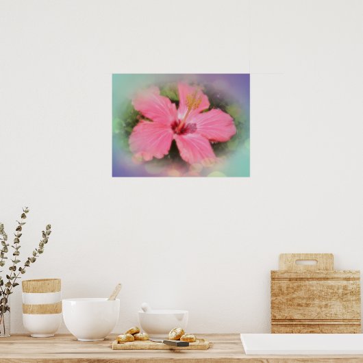 Roze Hibiscus Flower Poster (Keuken)
