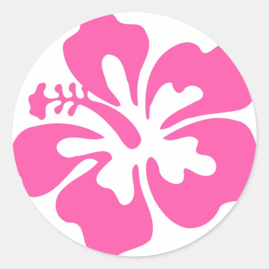 Roze Hibiscus Flower Ronde Sticker (Voorkant)