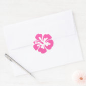 Roze Hibiscus Flower Ronde Sticker (Envelop)