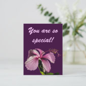 Roze Hibiscus Flower Side Uitzicht Briefkaart (Staand voorkant)