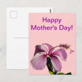Roze Hibiscus Flower Side Uitzicht Moederdag Briefkaart (Voorkant / Achterkant)