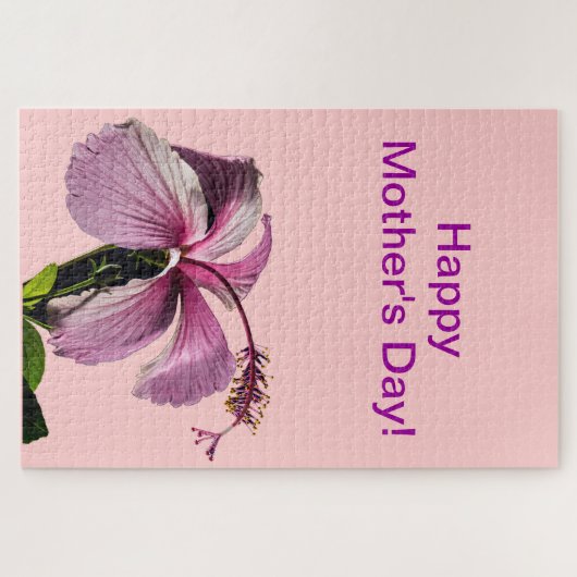 Roze Hibiscus Flower Side Uitzicht Moederdag Legpuzzel (Horizontaal)