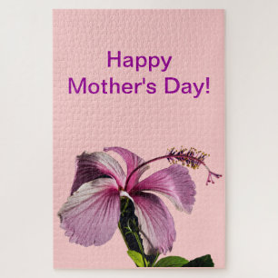Roze Hibiscus Flower Side Uitzicht Moederdag Legpuzzel