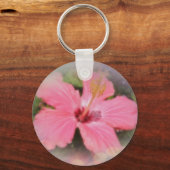 Roze Hibiscus Flower Sleutelhanger (Voorkant)