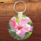 Roze Hibiscus Flower Sleutelhanger (Voorkant)