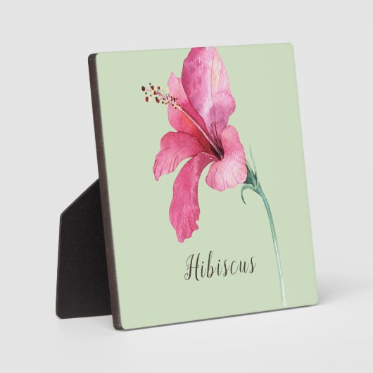 Roze Hibiscus Flower Waterverf Fotoplaat (Voorkant)