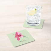 Roze Hibiscus Flower Waterverf Kartonnen Onderzetters (Insitu)