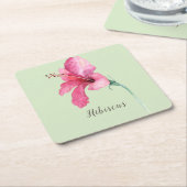 Roze Hibiscus Flower Waterverf Kartonnen Onderzetters (Schuin)