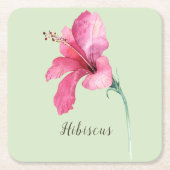 Roze Hibiscus Flower Waterverf Kartonnen Onderzetters (Voorkant)