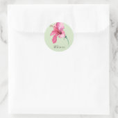 Roze Hibiscus Flower Waterverf Ronde Sticker (Tas)