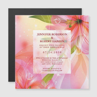 Roze Hibiscus Flower Wedding Magnetic Kaart